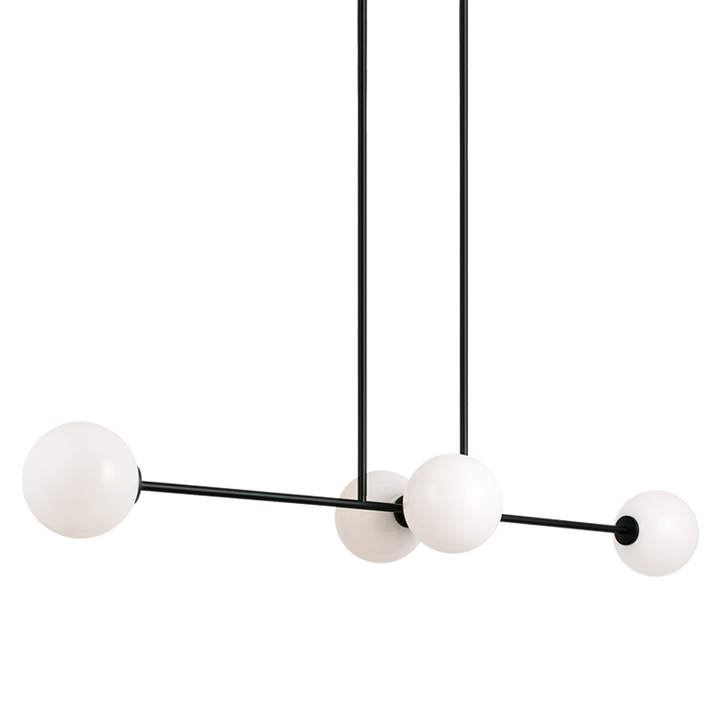 Steel Rod with Glass Globe Linear Pendant