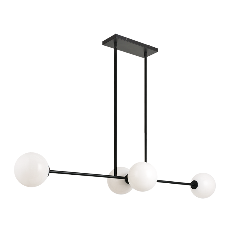 Steel Rod with Glass Globe Linear Pendant