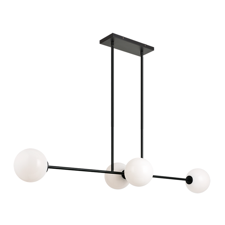 Steel Rod with Glass Globe Linear Pendant