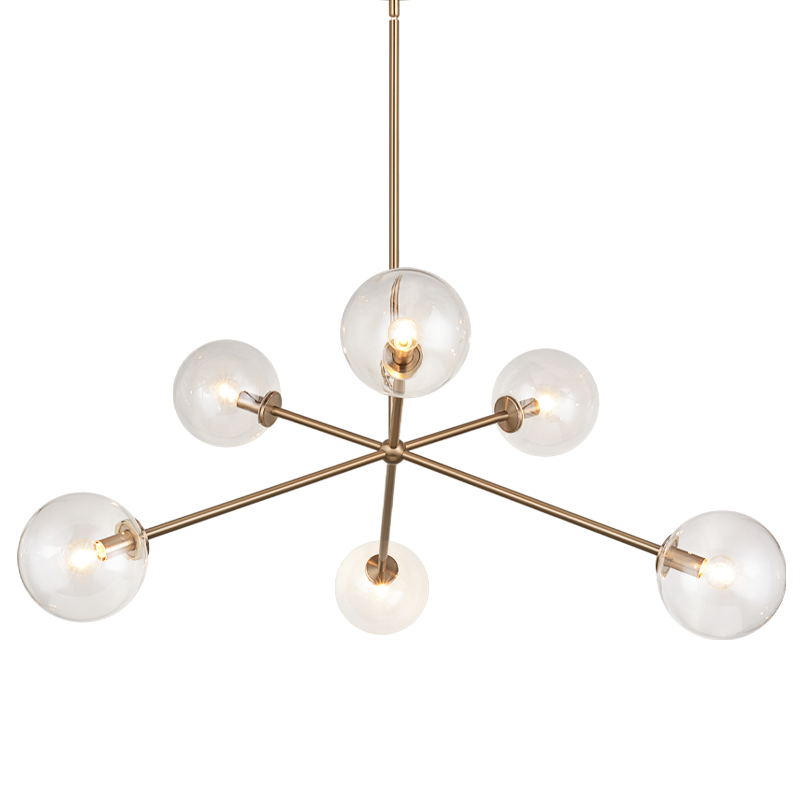 Steel Rod with Glass Globe Chandelier