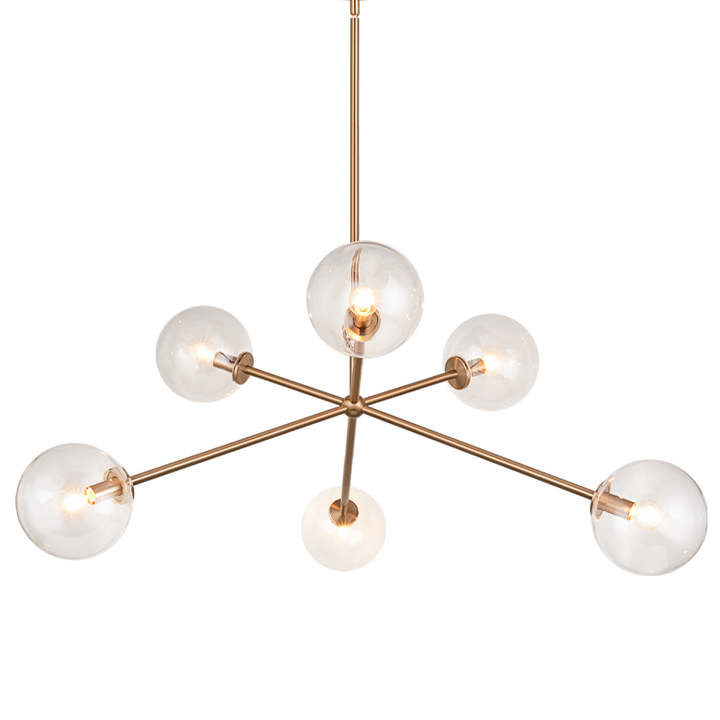 Steel Rod with Glass Globe Chandelier