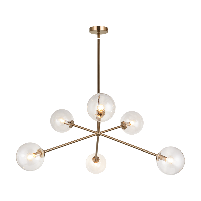 Steel Rod with Glass Globe Chandelier