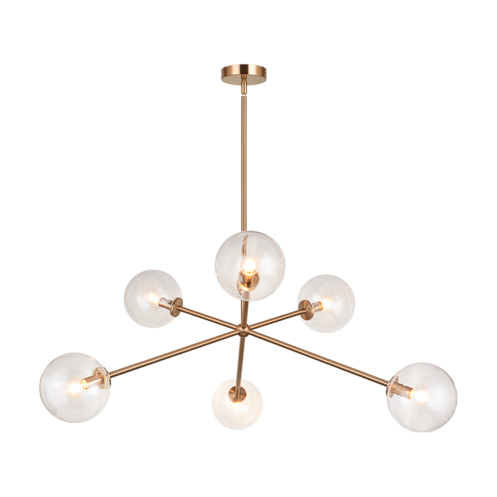 Steel Rod with Glass Globe Chandelier