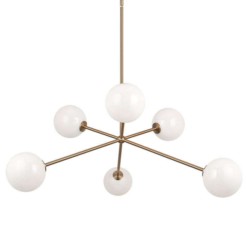 Steel Rod with Glass Globe Chandelier