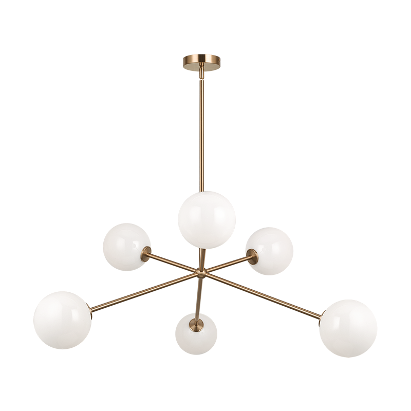 Steel Rod with Glass Globe Chandelier