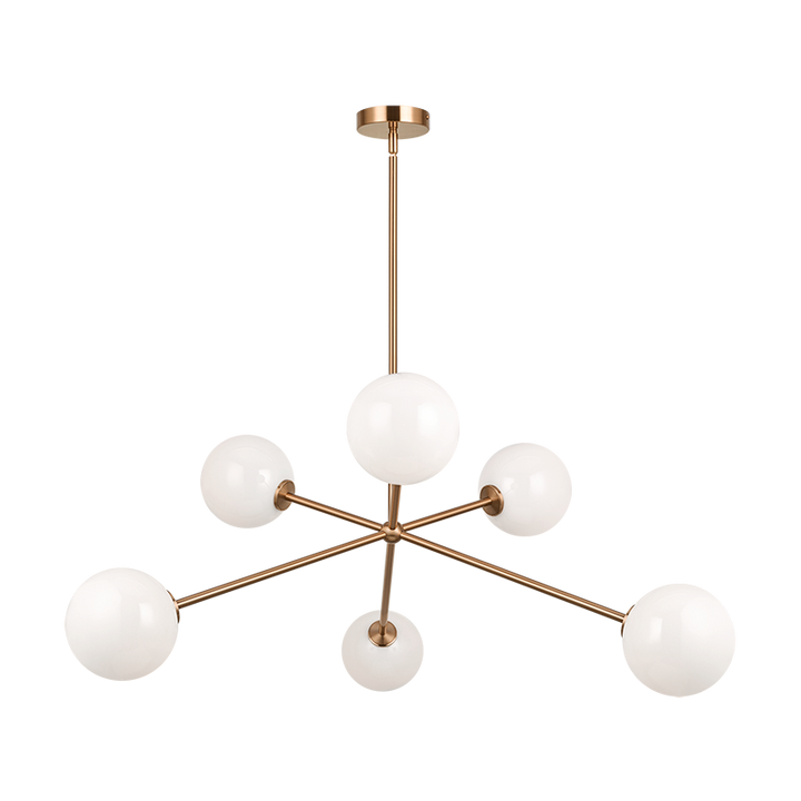 Steel Rod with Glass Globe Chandelier