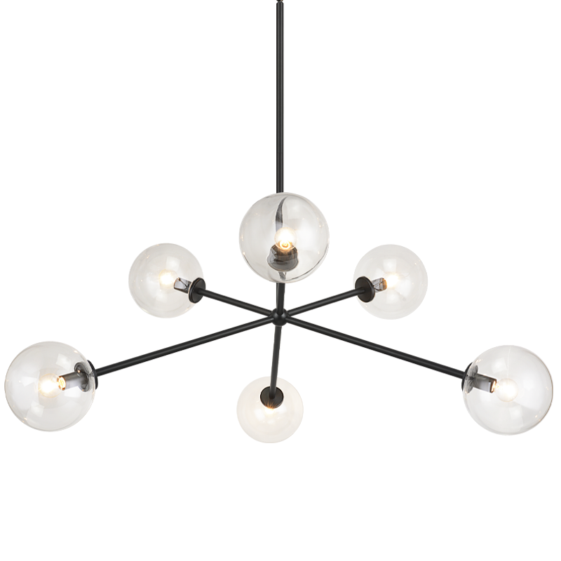 Steel Rod with Glass Globe Chandelier