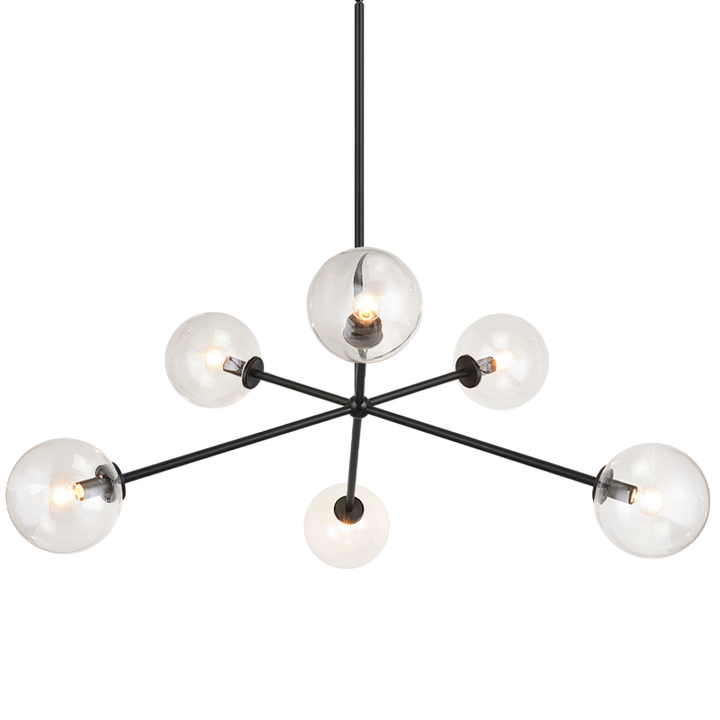 Steel Rod with Glass Globe Chandelier