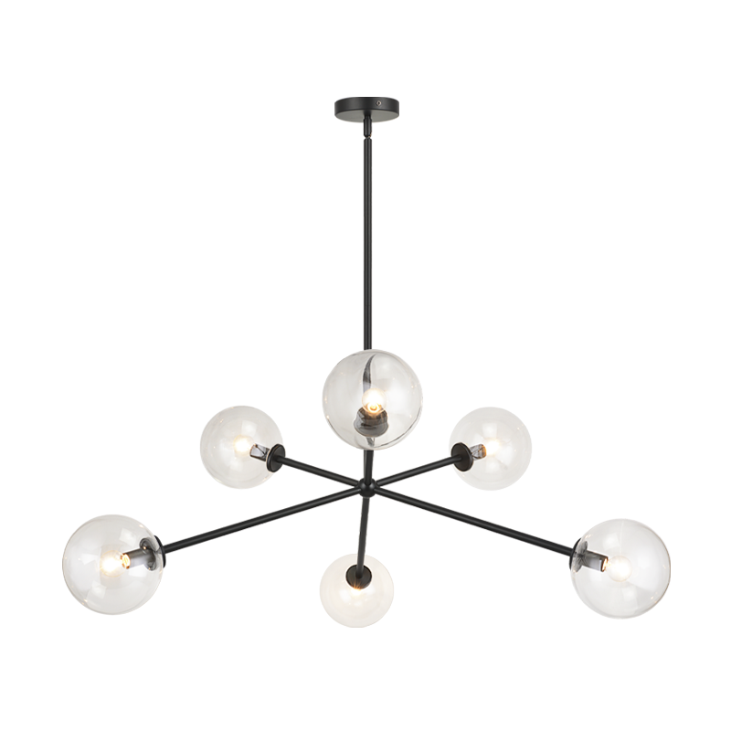 Steel Rod with Glass Globe Chandelier