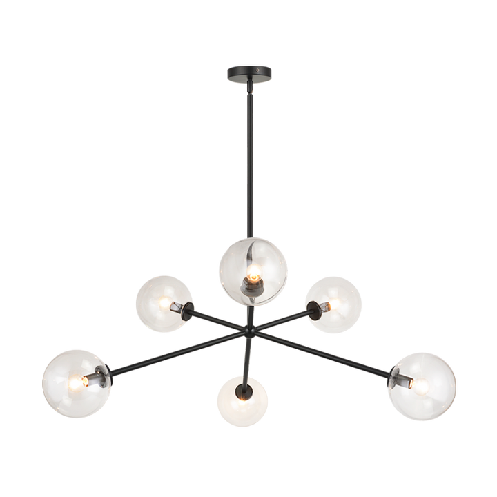 Steel Rod with Glass Globe Chandelier