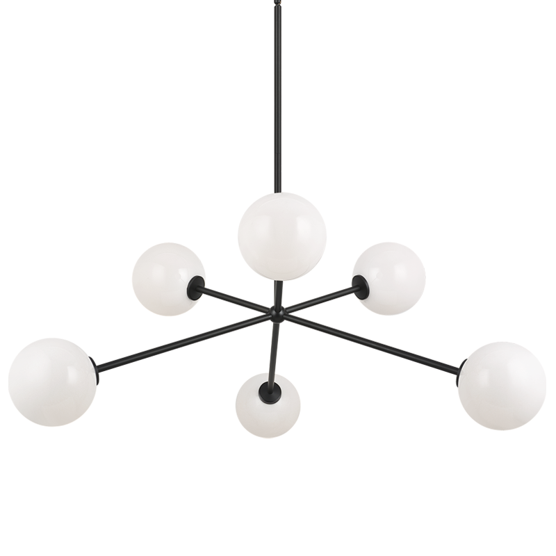 Steel Rod with Glass Globe Chandelier