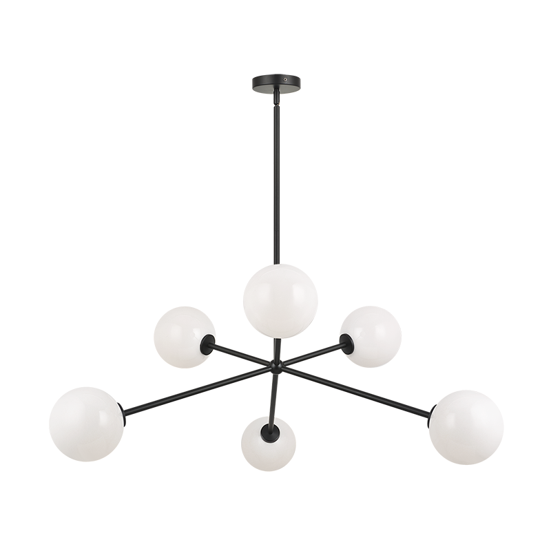 Steel Rod with Glass Globe Chandelier