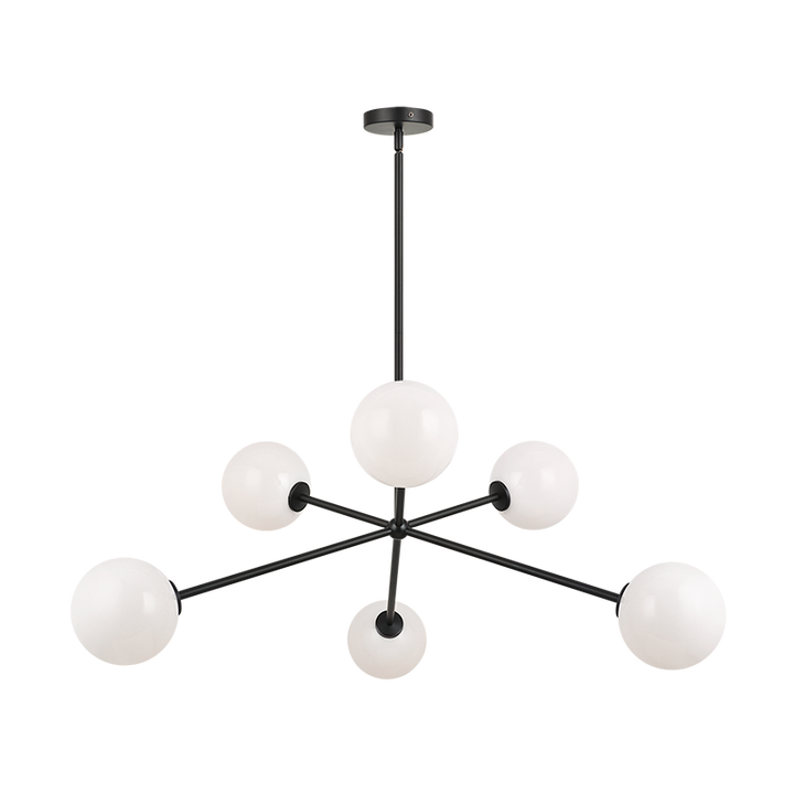 Steel Rod with Glass Globe Chandelier