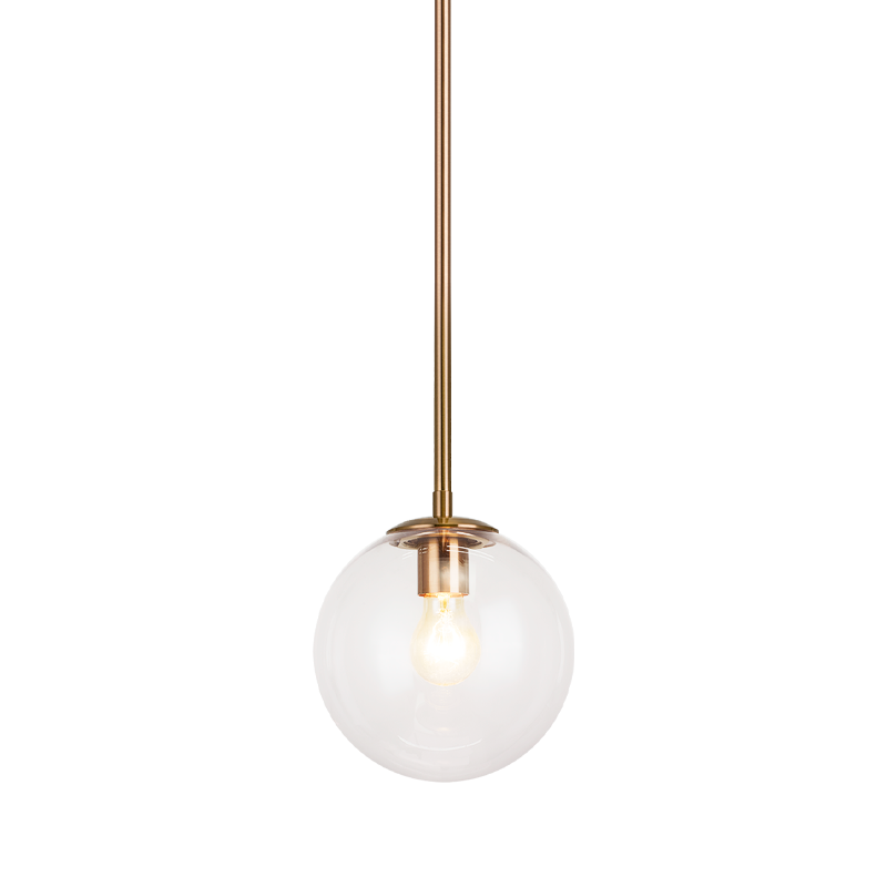 Steel Rod with Glass Globe Pendant