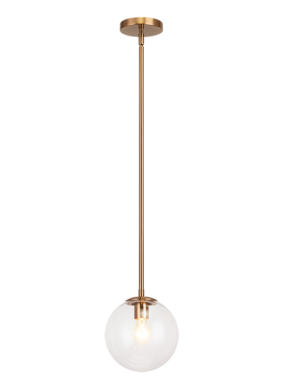 Steel Rod with Glass Globe Pendant