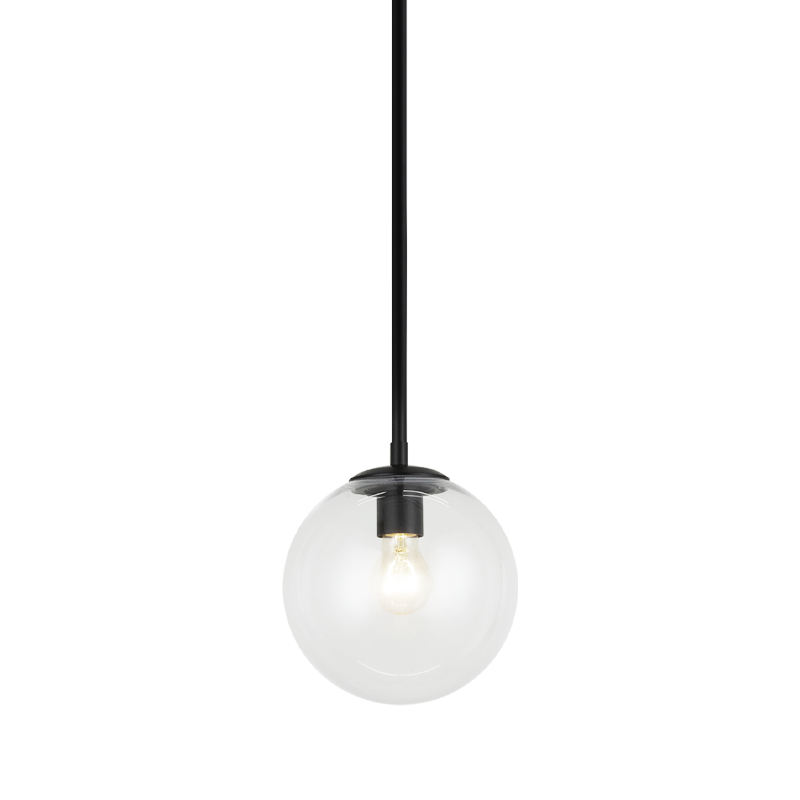 Steel Rod with Glass Globe Pendant