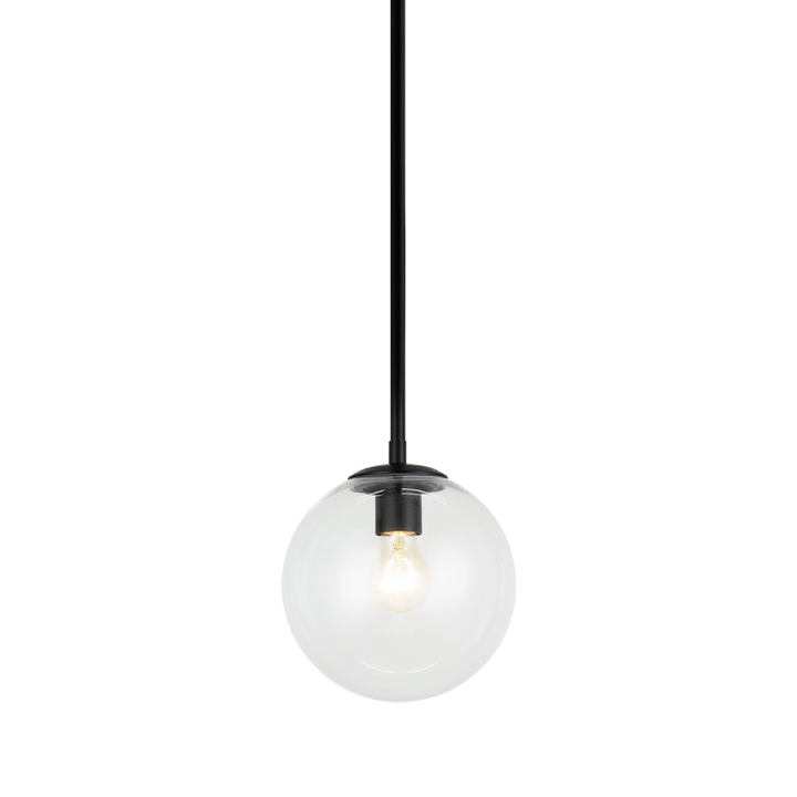 Steel Rod with Glass Globe Pendant