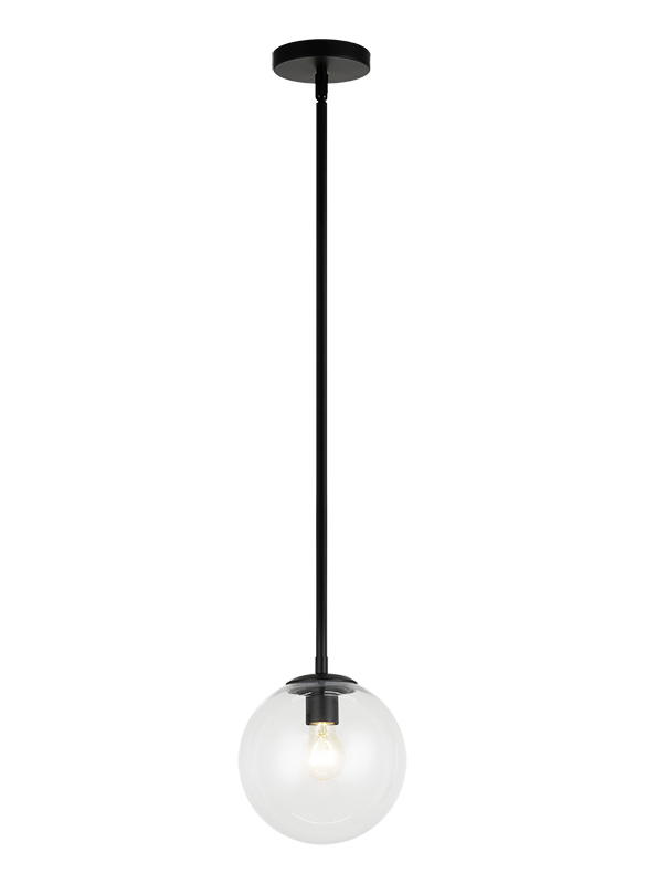 Steel Rod with Glass Globe Pendant