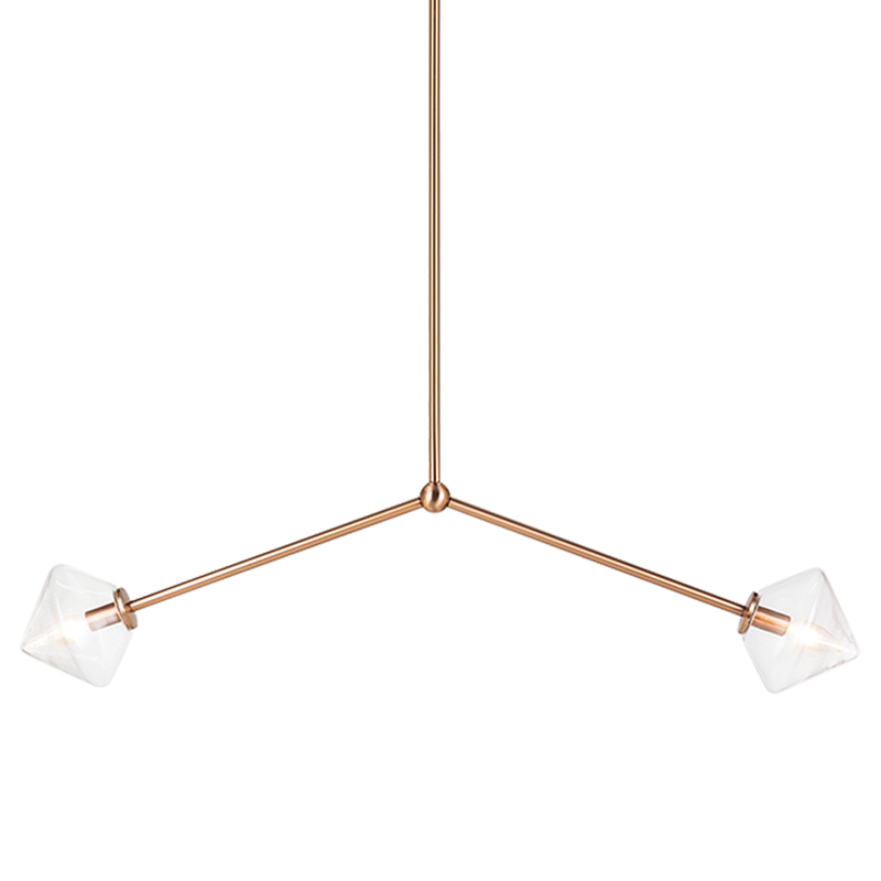 Steel Rod with Glass Shade Linear Pendant
