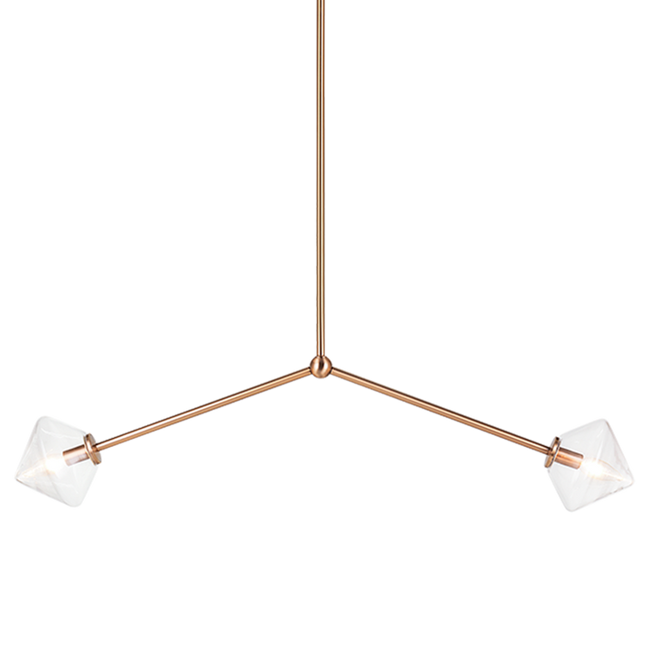 Steel Rod with Glass Shade Linear Pendant
