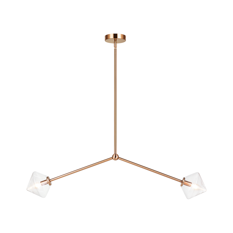 Steel Rod with Glass Shade Linear Pendant