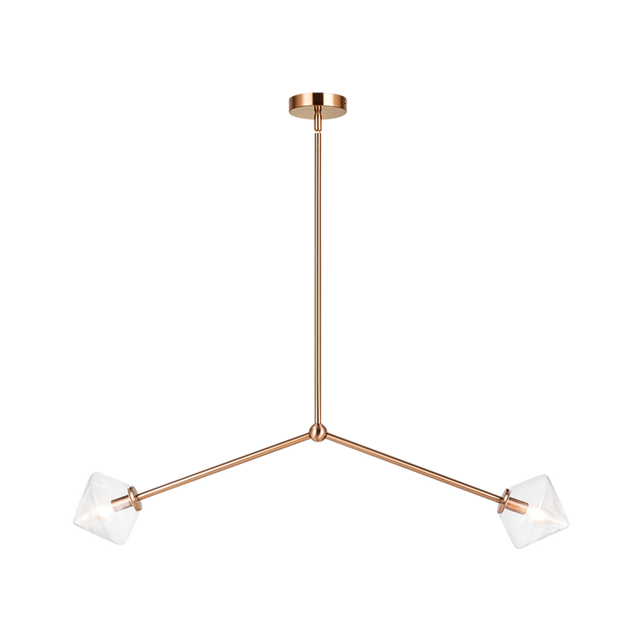 Steel Rod with Glass Shade Linear Pendant