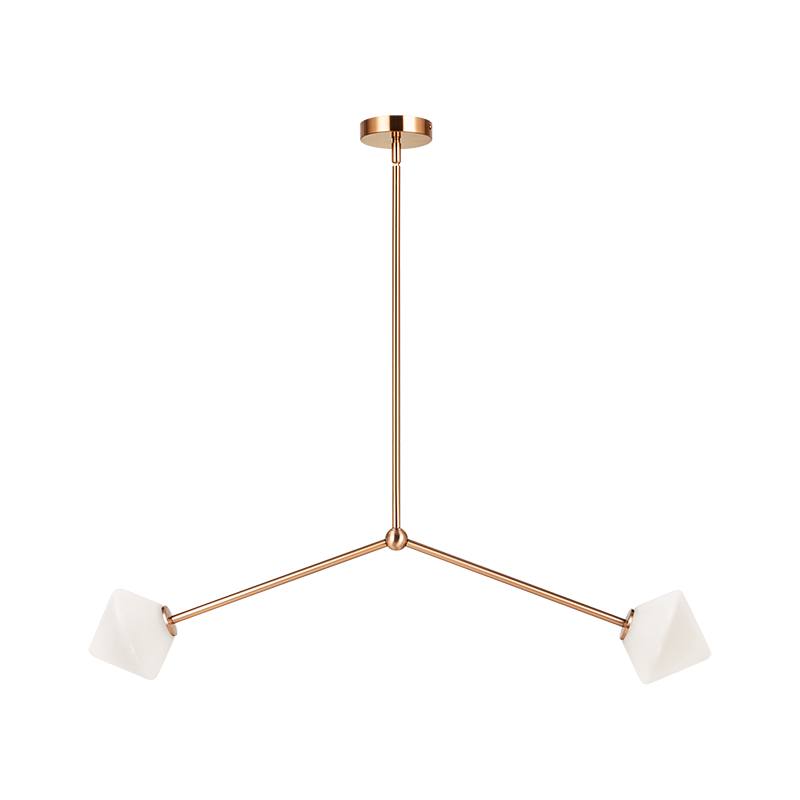 Steel Rod with Glass Shade Linear Pendant