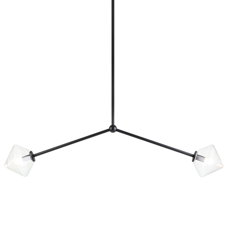 Steel Rod with Glass Shade Linear Pendant
