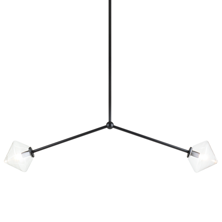 Steel Rod with Glass Shade Linear Pendant