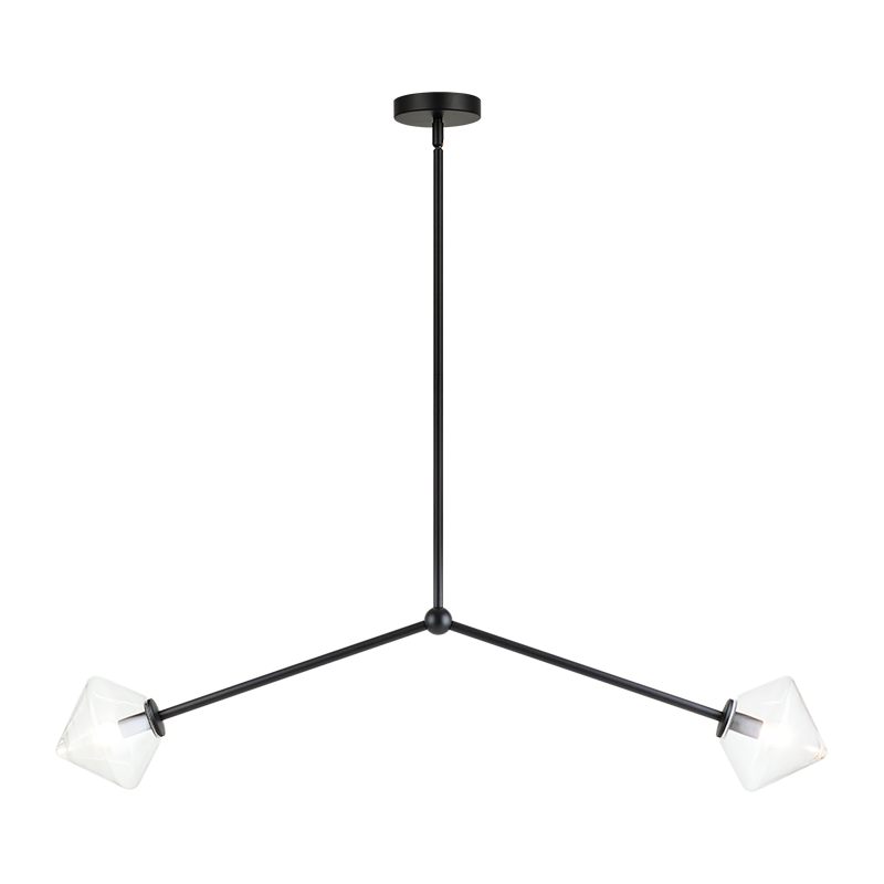 Steel Rod with Glass Shade Linear Pendant