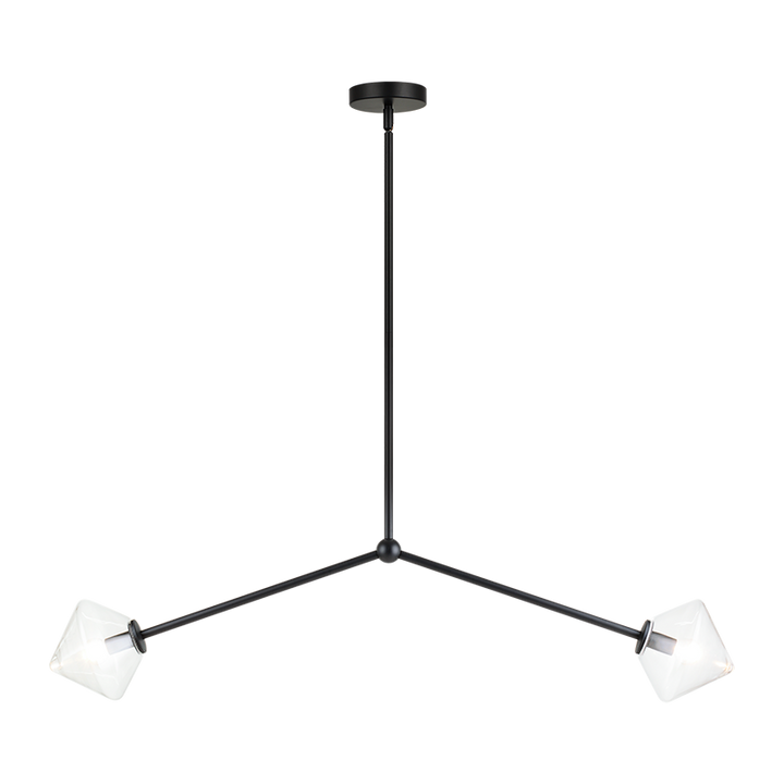 Steel Rod with Glass Shade Linear Pendant