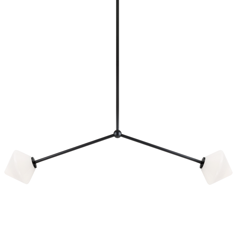 Steel Rod with Glass Shade Linear Pendant
