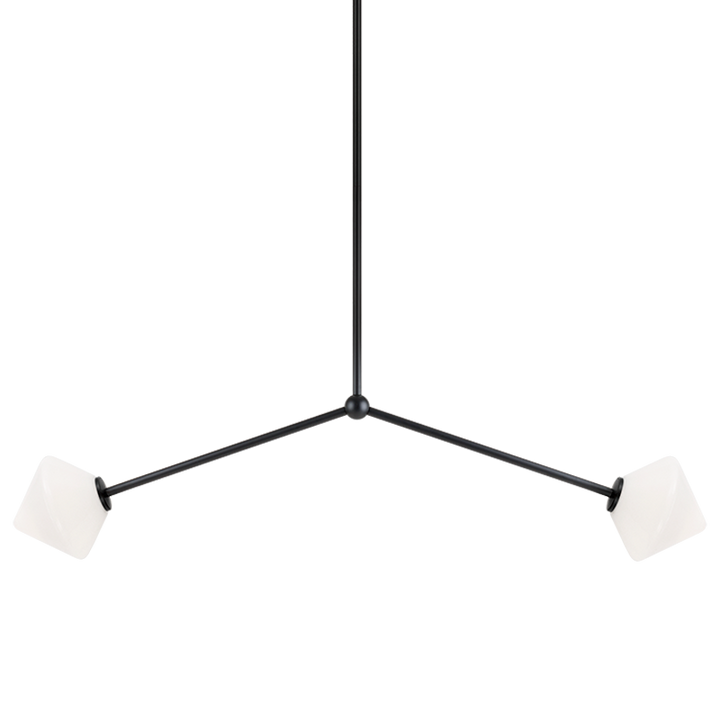 Steel Rod with Glass Shade Linear Pendant