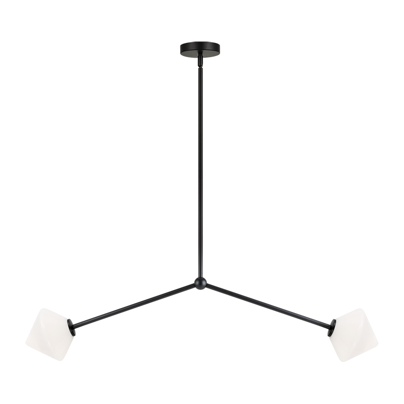 Steel Rod with Glass Shade Linear Pendant