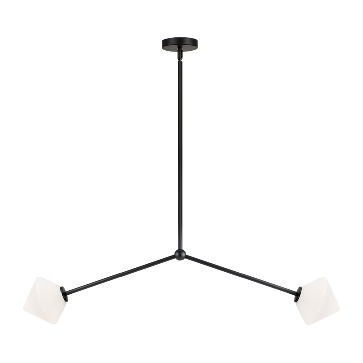 Steel Rod with Glass Shade Linear Pendant