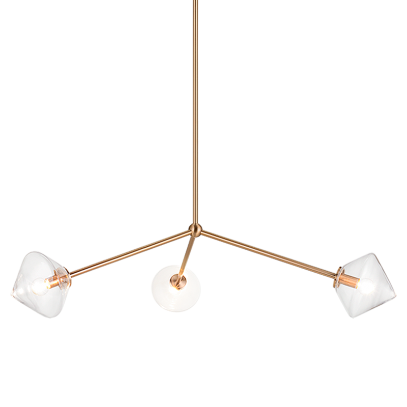 Steel Rod with Glass Shade Chandelier