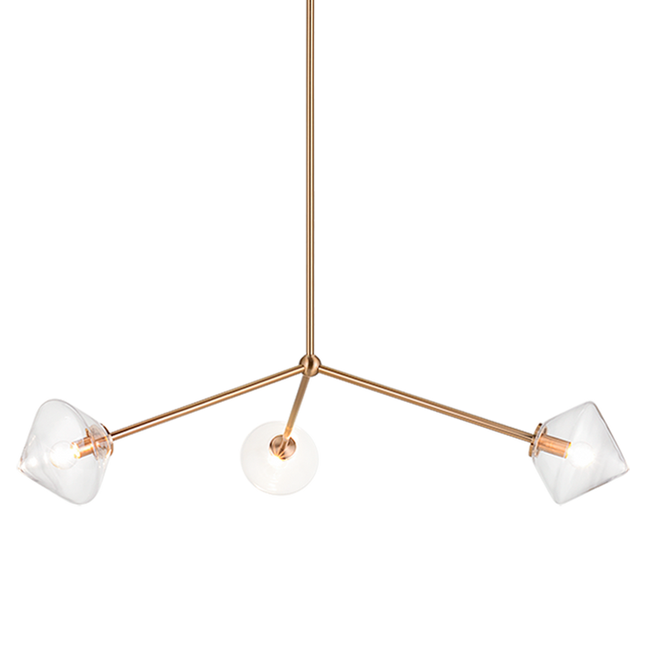 Steel Rod with Glass Shade Chandelier