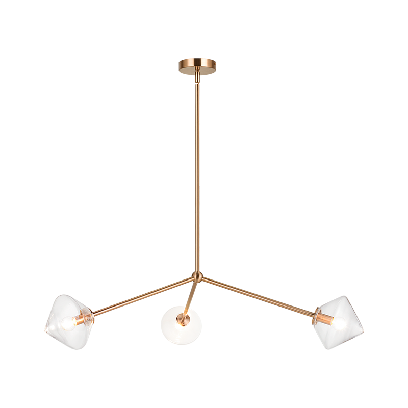 Steel Rod with Glass Shade Chandelier