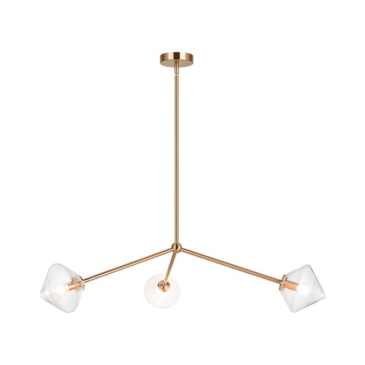 Steel Rod with Glass Shade Chandelier