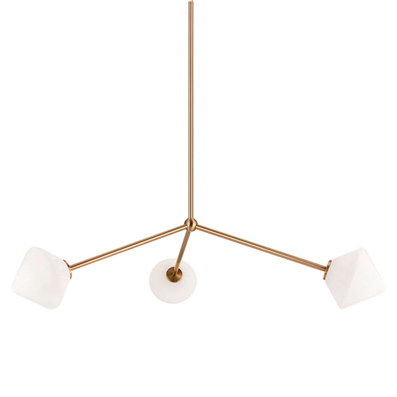 Steel Rod with Glass Shade Chandelier