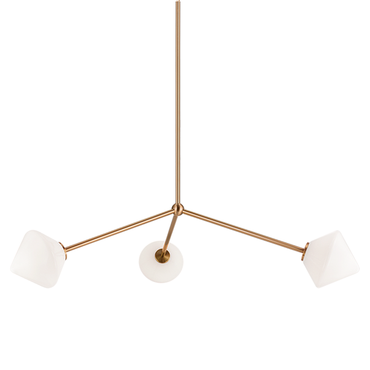 Steel Rod with Glass Shade Chandelier