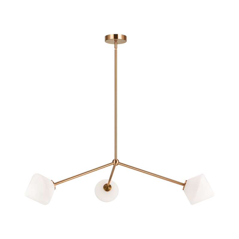 Steel Rod with Glass Shade Chandelier