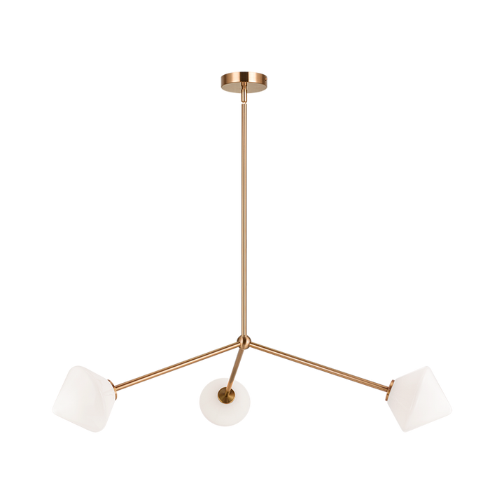 Steel Rod with Glass Shade Chandelier