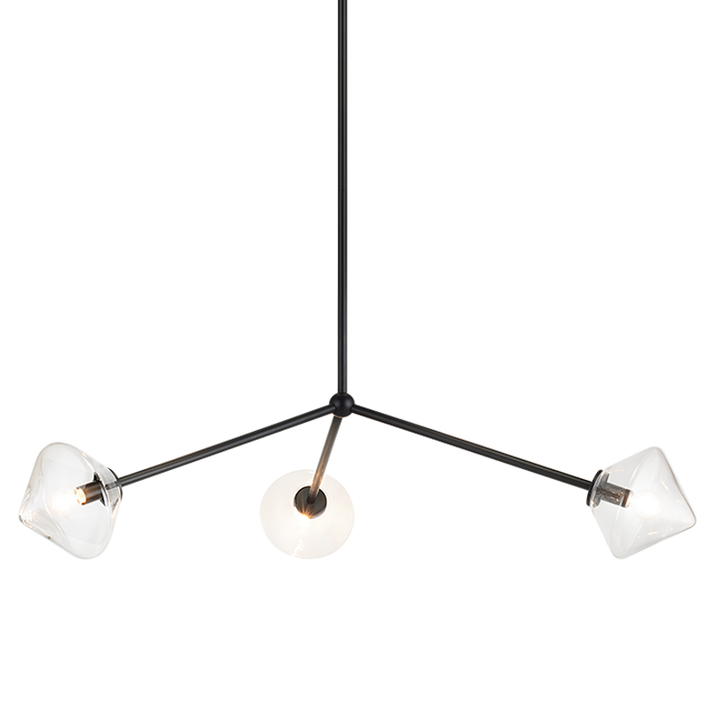 Steel Rod with Glass Shade Chandelier