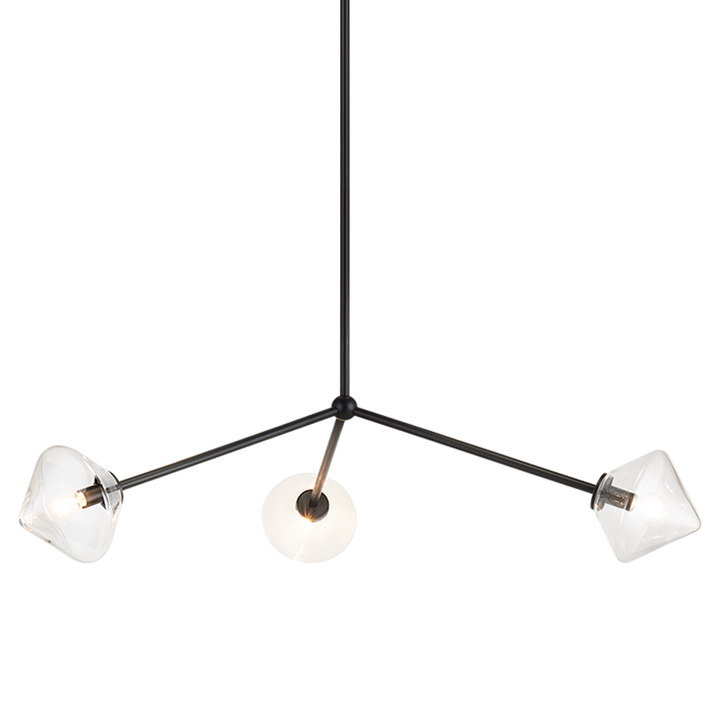 Steel Rod with Glass Shade Chandelier