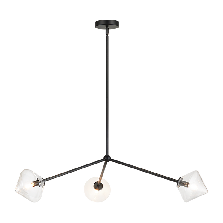 Steel Rod with Glass Shade Chandelier