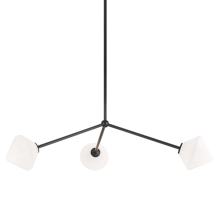 Steel Rod with Glass Shade Chandelier