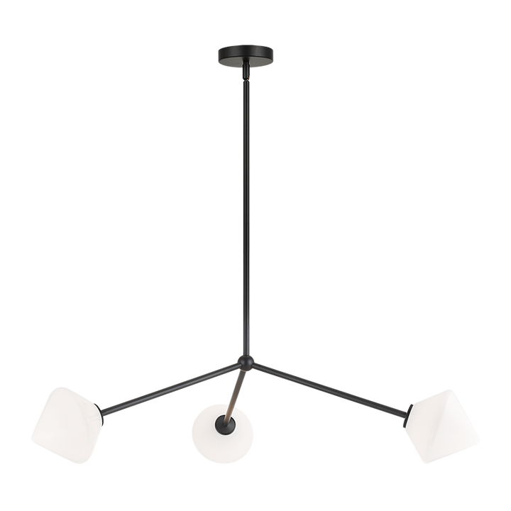 Steel Rod with Glass Shade Chandelier