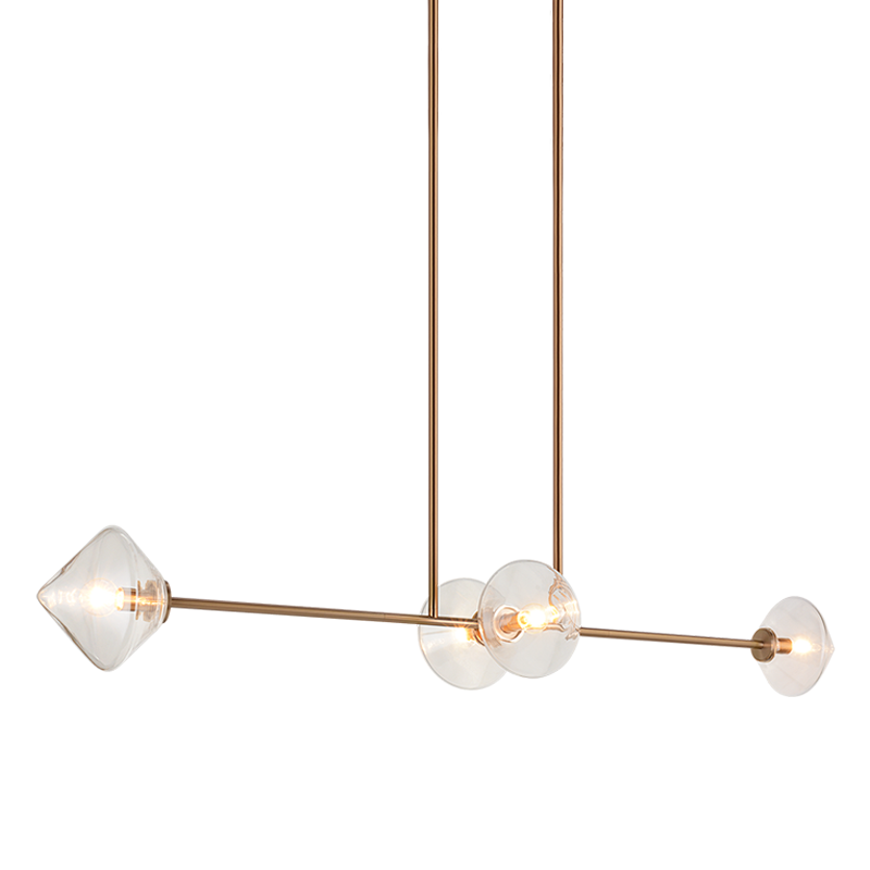 Steel Frame with Glass Globe Linear Pendant