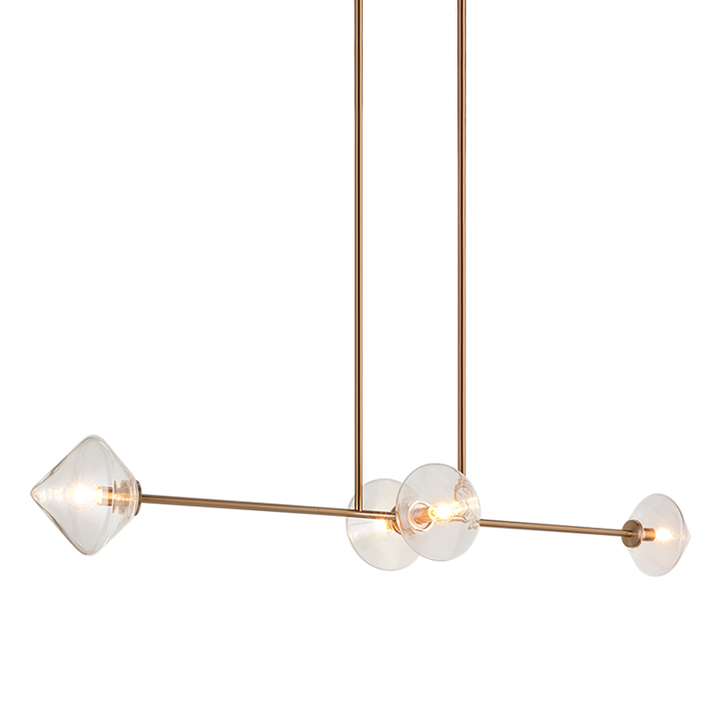Steel Frame with Glass Globe Linear Pendant
